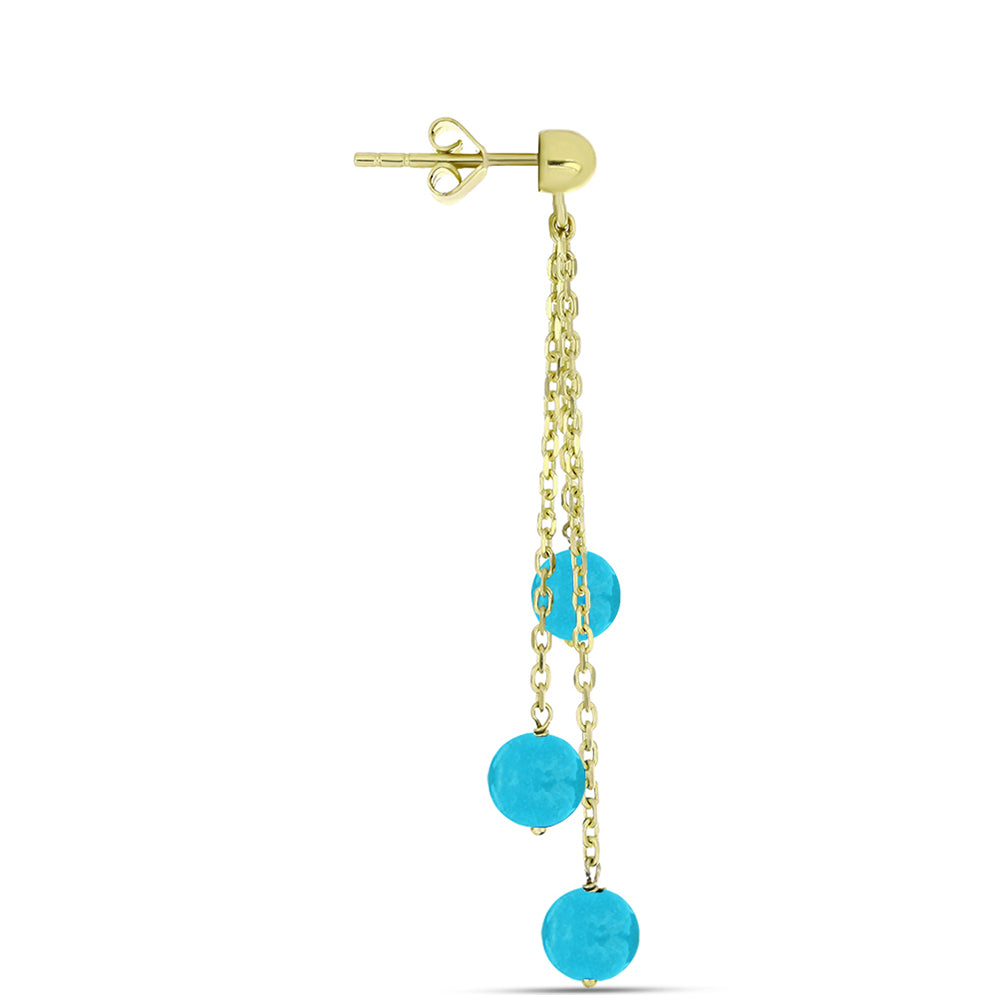 Cercei din Argint 925 Placat cu Aur ( 2.49 grame ) cu Jad albastru 9.48 Carate