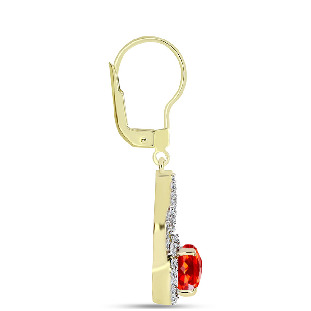 Cercei din Argint 925 Placat cu Aur ( 3.56 grame ) cu Opal de Foc Lega Dembi și Topaz Alb 1.54 Carate
