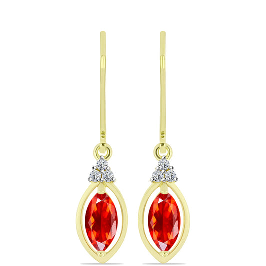 Cercei din Argint 925 Placat cu Aur ( 1.92 grame ) cu Opal de Foc Lega Dembi și Topaz Alb 0.78 Carate