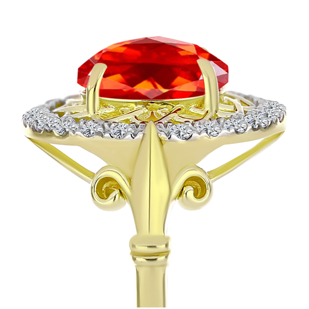 Inel din Argint 925 Placat cu Aur ( 4.04 grame ) cu Opal de Foc Lega Dembi și Topaz Alb 1.99 Carate