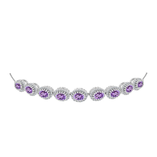 Brățară din Argint 925 ( 9 grame ) cu Ametist Rose de France și Topaz Alb 4.59 Carate
