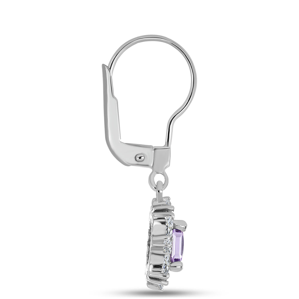 Cercei din Argint 925 ( 2.53 grame ) cu Ametist Rose de France și Zircon Alb 2.12 Carate
