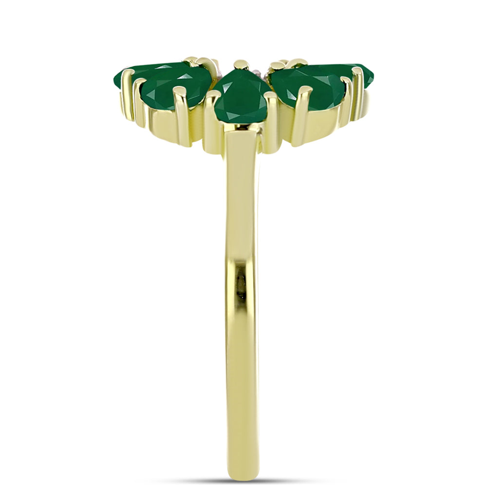 Inel din Argint 925 Placat cu Aur ( 2.35 grame ) cu Agat Verde și Topaz Alb 1.15 Carate