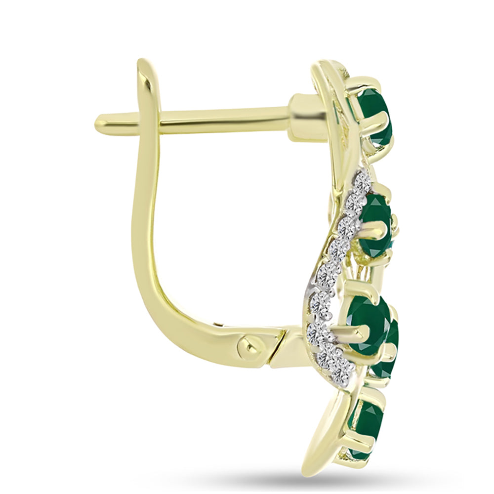 Cercei din Argint 925 Placat cu Aur ( 5.3 grame ) cu Agat Verde și Topaz Alb 1.75 Carate