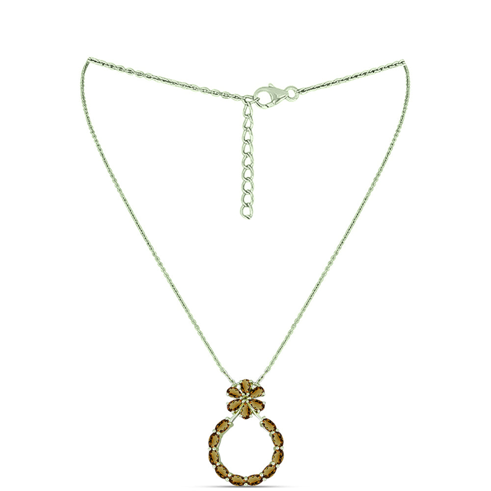 Colier din Argint 925 Placat cu Aur ( 4.9 grame ) cu Cuarț Coniac 3.51 Carate
