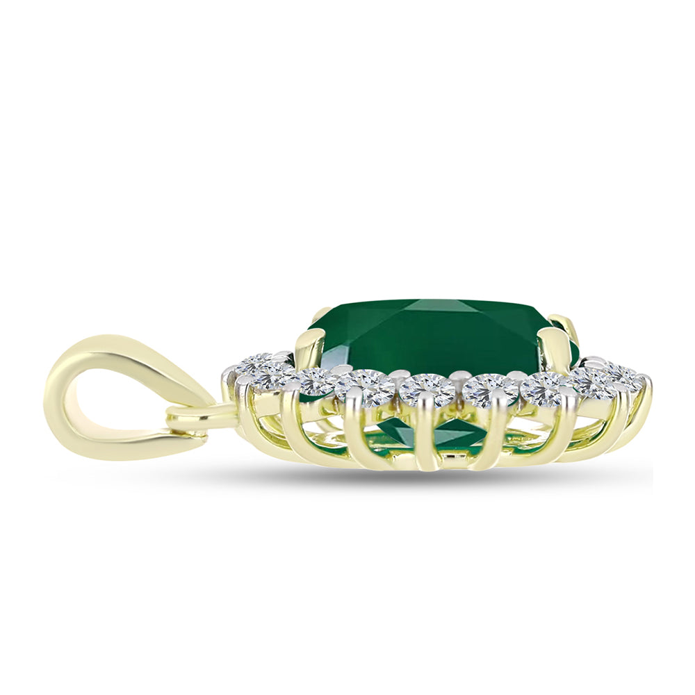 Pandantiv din Argint 925 Placat cu Aur ( 1.4 grame ) cu Agat Verde și Topaz Alb 2.92 Carate