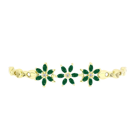 Brățară din Argint 925 Placat cu Aur ( 10.05 grame ) cu Agat Verde și Topaz Alb 2.49 Carate
