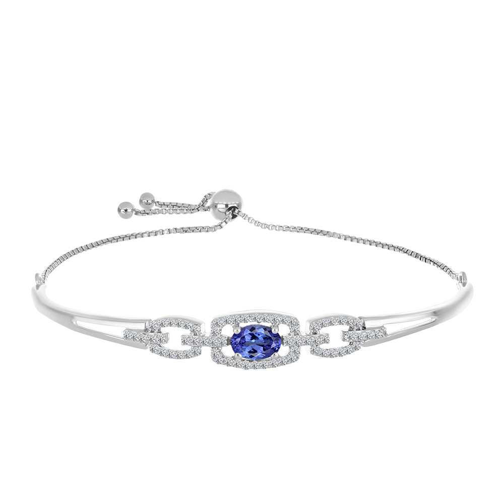 Brățară din Argint 925 ( 6.76 grame ) cu Tanzanit AAA și Diamant Alb 1.25 Carate