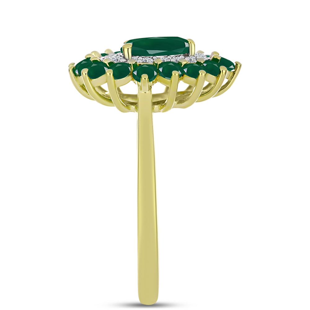 Inel din Argint 925 Placat cu Aur ( 3.57 grame ) cu Agat Verde și Topaz Alb 1.79 Carate