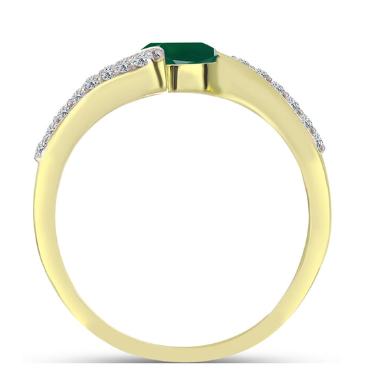 Inel din Argint 925 Placat cu Aur ( 2.63 grame ) cu Agat Verde și Topaz Alb 1.03 Carate