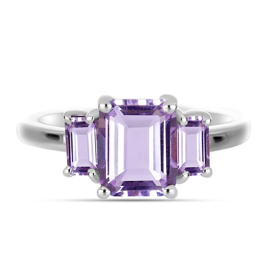 Inel din Argint 925 ( 2.32 grame ) cu Ametist Rose de France și Topaz Alb 2.02 Carate
