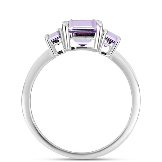 Inel din Argint 925 ( 2.32 grame ) cu Ametist Rose de France și Topaz Alb 2.02 Carate