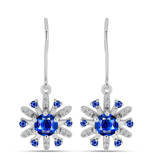 Cercei din Argint 925 ( 2.99 grame ) cu Safir Albastru Australian și Topaz Alb 2 Carate