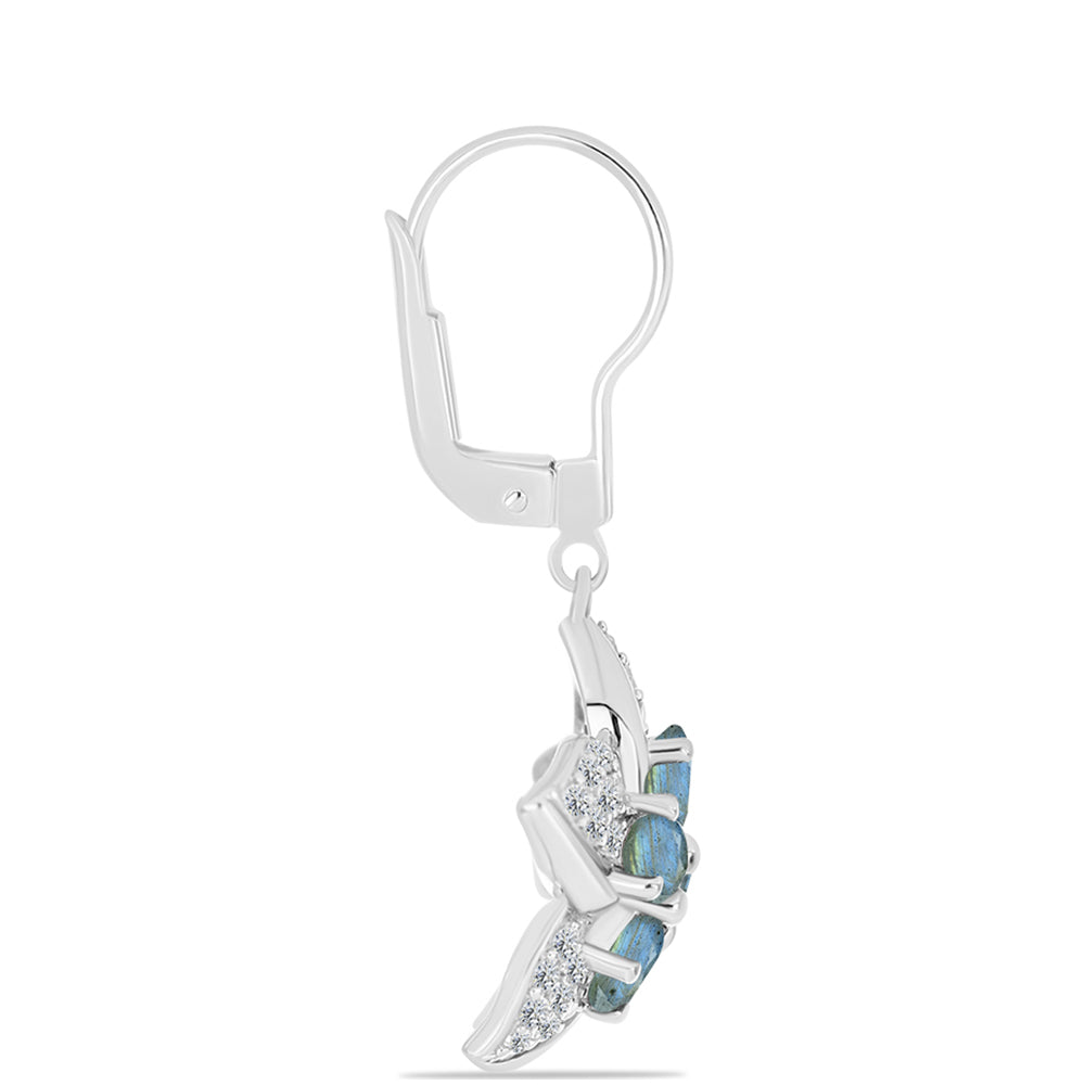 Cercei din Argint 925 ( 6.22 grame ) cu Labradorit și Topaz Alb 2.73 Carate