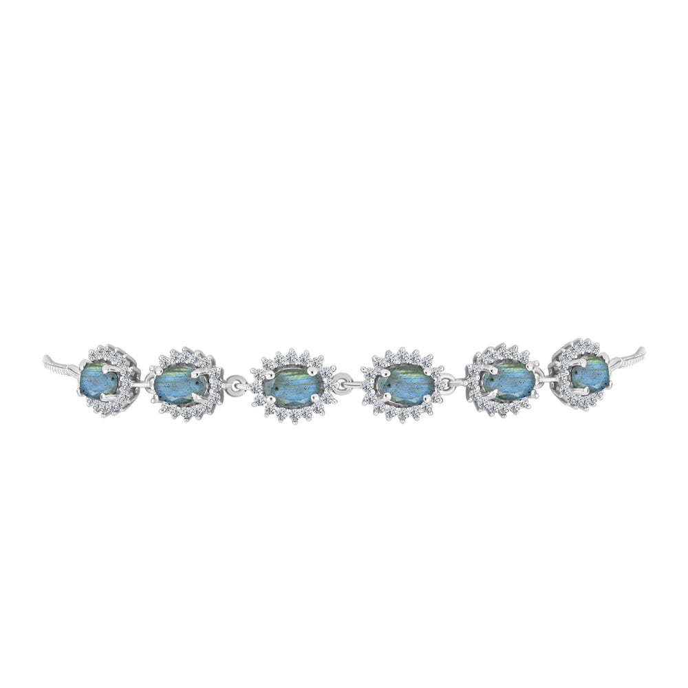 Brățară din Argint 925 ( 4.78 grame ) cu Labradorit și Topaz Alb 3.65 Carate