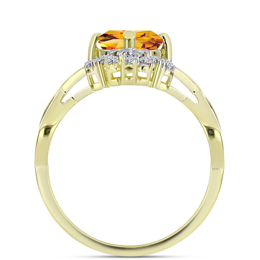 Inel din Argint 925 Placat cu Aur ( 3.33 grame ) cu Citrin Rio Golden și Topaz Alb 1.69 Carate