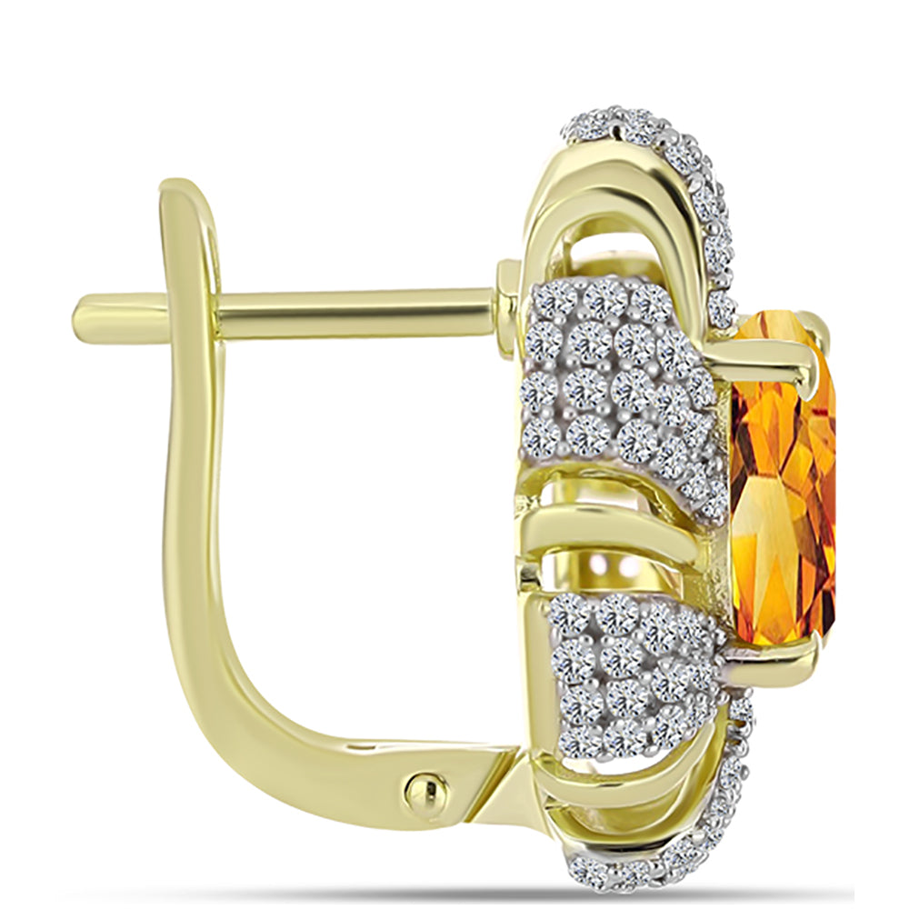 Cercei din Argint 925 Placat cu Aur ( 5.91 grame ) cu Citrin Rio Golden și Topaz Alb 4.68 Carate
