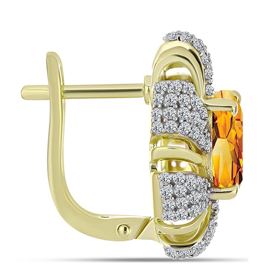 Cercei din Argint 925 Placat cu Aur ( 5.91 grame ) cu Citrin Rio Golden și Topaz Alb 4.68 Carate