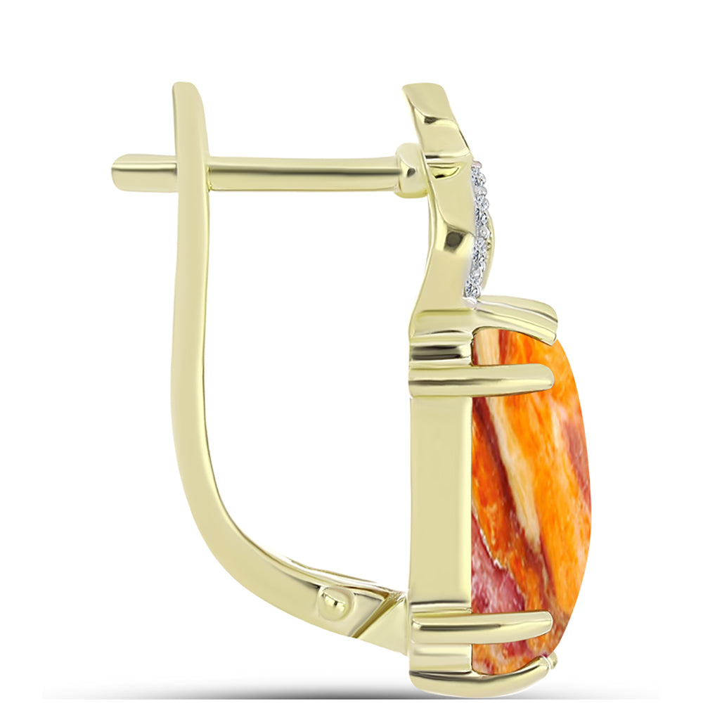 Cercei din Argint 925 Placat cu Aur ( 4.96 grame ) cu Jaspul "Lion's Paw" și Topaz Alb 5.43 Carate