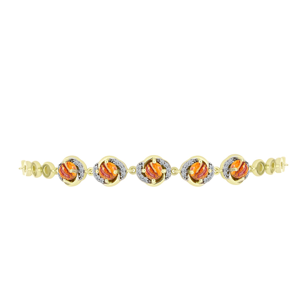 Brățară din Argint 925 Placat cu Aur ( 7.31 grame ) cu Jaspul "Lion's Paw" și Topaz Alb 3.27 Carate