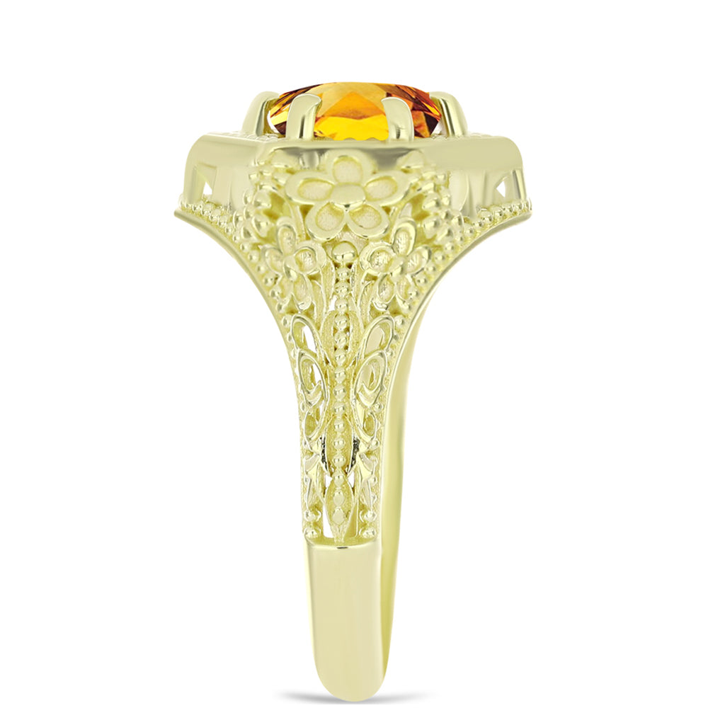 Inel din Argint 925 Placat cu Aur ( 3.62 grame ) cu Citrin Rio Golden 1.15 Carate