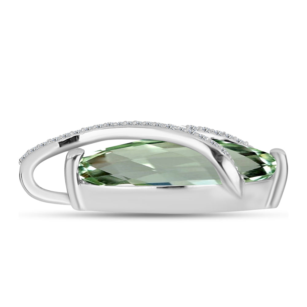 Pandantiv din Argint 925 ( 2.36 grame ) cu Ametist Verde și Topaz Alb 7.11 Carate