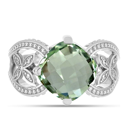 Inel din Argint 925 ( 5.28 grame ) cu Ametist Verde 5.03 Carate