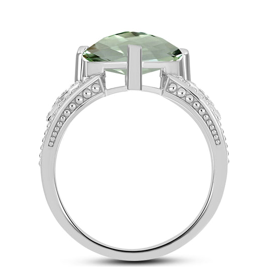 Inel din Argint 925 ( 5.28 grame ) cu Ametist Verde 5.03 Carate