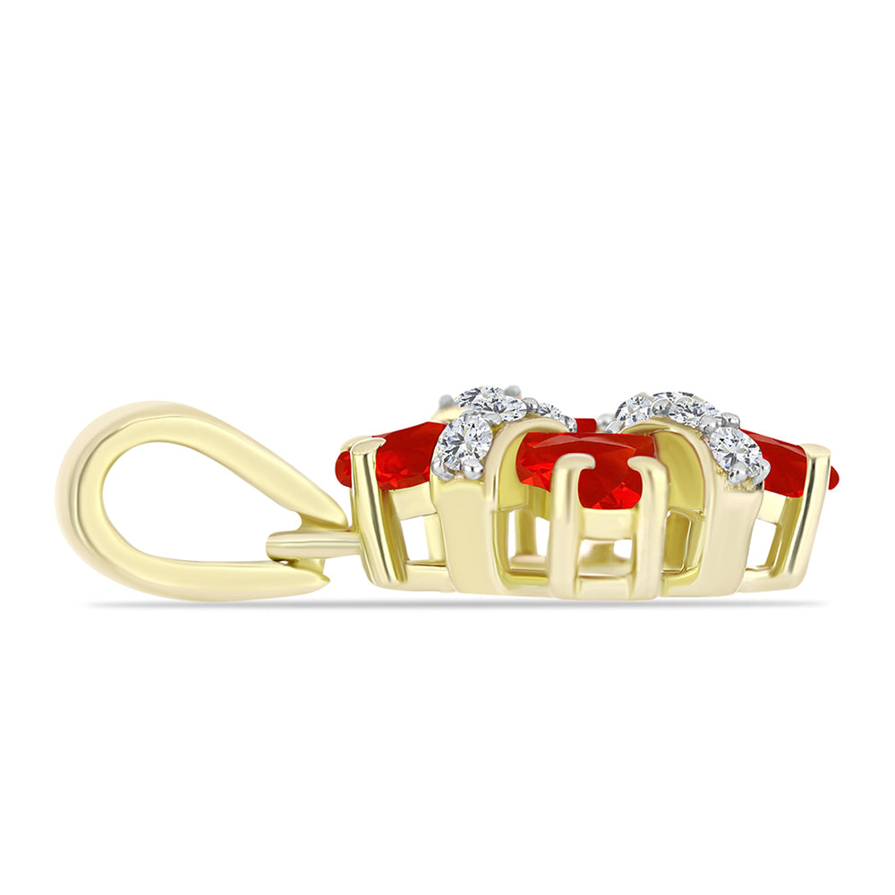 Pandantiv din Argint 925 Placat cu Aur ( 1.82 grame ) cu Agat Roșu și Topaz Alb 0.9 Carate