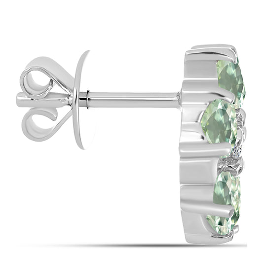 Cercei din Argint 925 ( 3.18 grame ) cu Ametist Verde și Topaz Alb 2.49 Carate