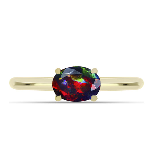 Inel din Argint 925 Placat cu Aur ( 2.03 grame ) cu Opal Etiopian Negru Lega Dembi 0.49 Carate