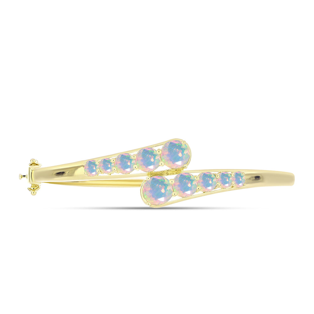Brățară din Argint 925 Placat cu Aur ( 16.29 grame ) cu Opal Welo și Topaz Alb 3.86 Carate