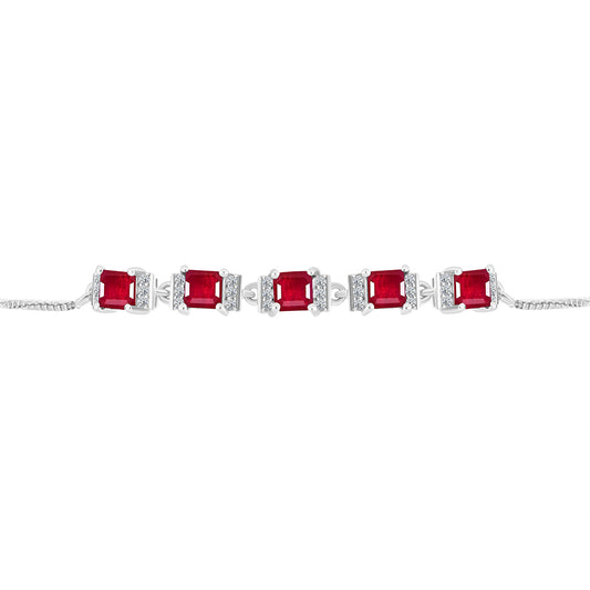 Brățară din Argint 925 ( 3.82 grame ) cu Rubin Malagasy și Topaz Alb 2.85 Carate