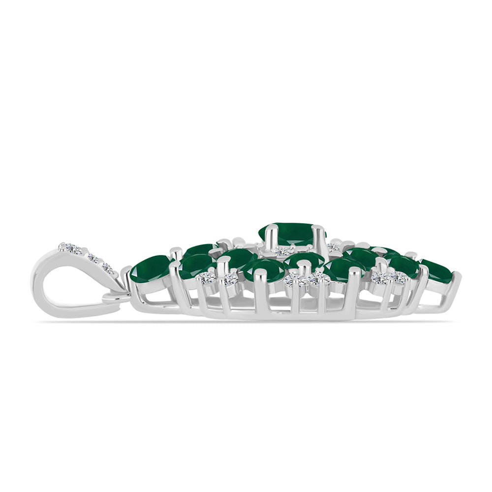 Pandantiv din Argint 925 ( 2.69 grame ) cu Calcedon Verde și Topaz Alb 2.56 Carate