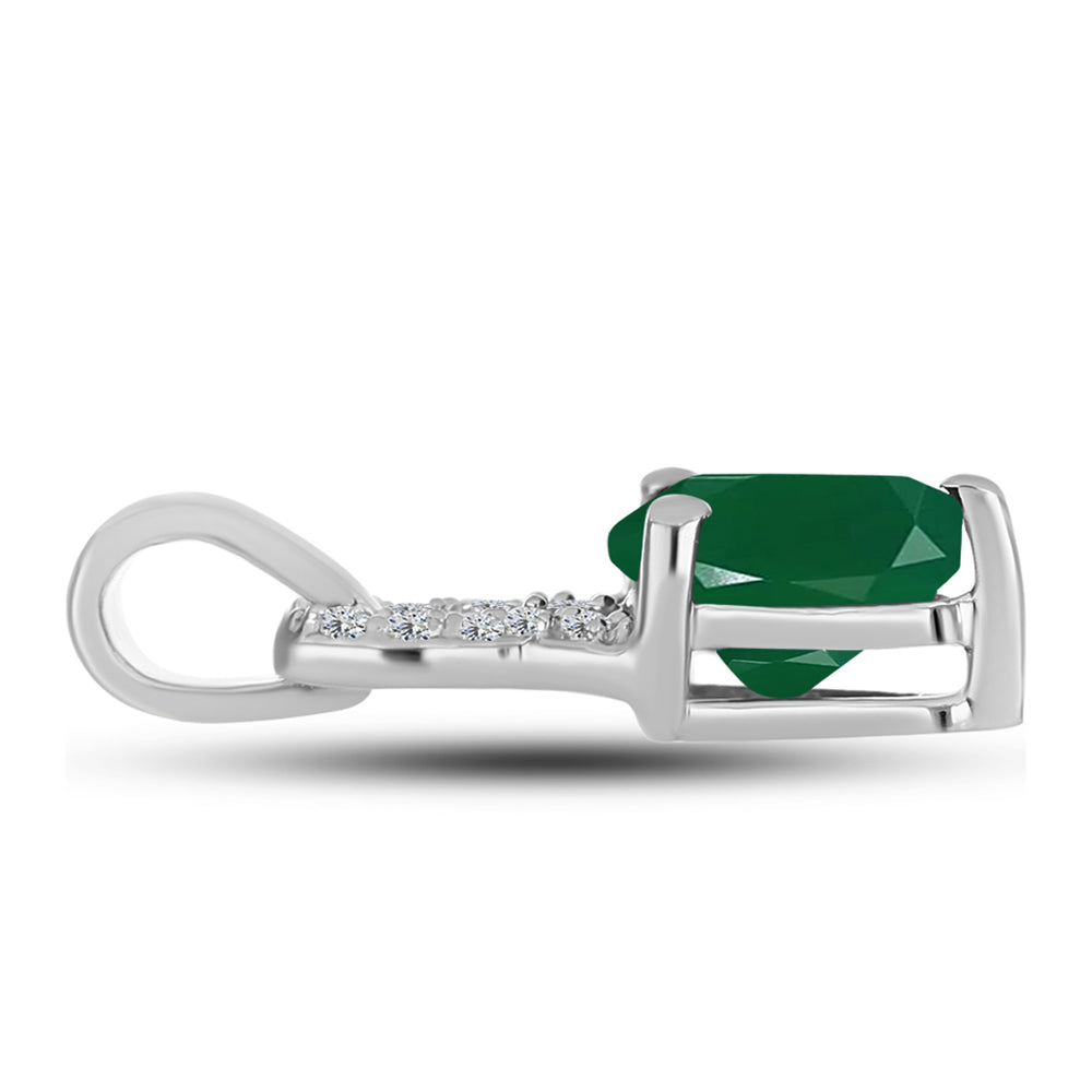 Pandantiv din Argint 925 ( 0.91 grame ) cu Calcedon Verde și Topaz Alb 1.17 Carate