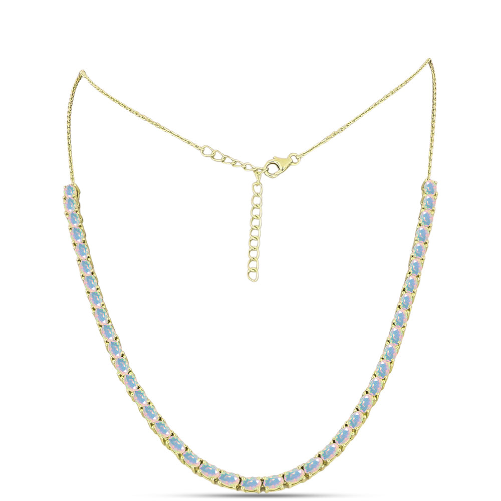 Colier din Argint 925 Placat cu Aur ( 11.59 grame ) cu Opal Welo 3.9 Carate