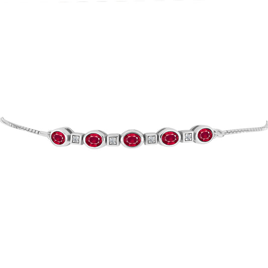 Brățară din Argint 925 ( 3.73 grame ) cu Rubin Malagasy și Topaz Alb 1.2 Carate