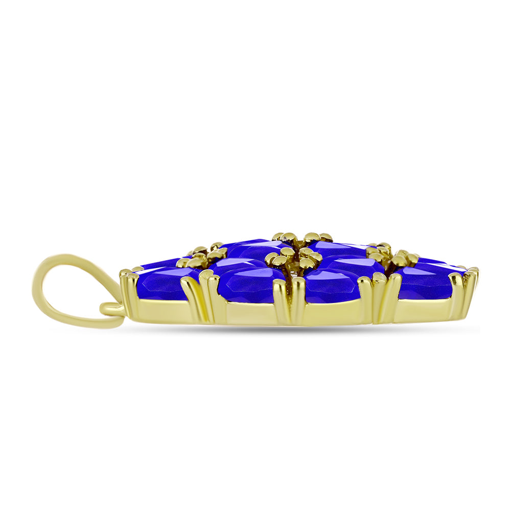 Pandantiv din Argint 925 Placat cu Aur ( 3.54 grame ) cu Agat Albastru și Topaz Alb 5.23 Carate
