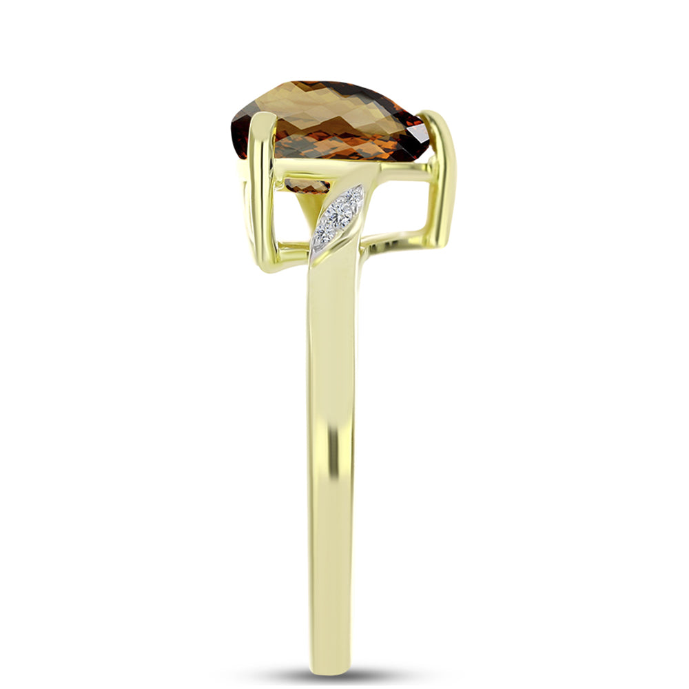 Inel din Argint 925 Placat cu Aur ( 2.8 grame ) cu Cuarț Coniac și Topaz Alb 3.29 Carate