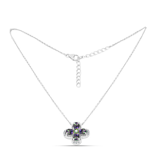 Colier din Argint 925 ( 4.06 grame ) cu Topaz Mistic și Topaz Alb 1.46 Carate