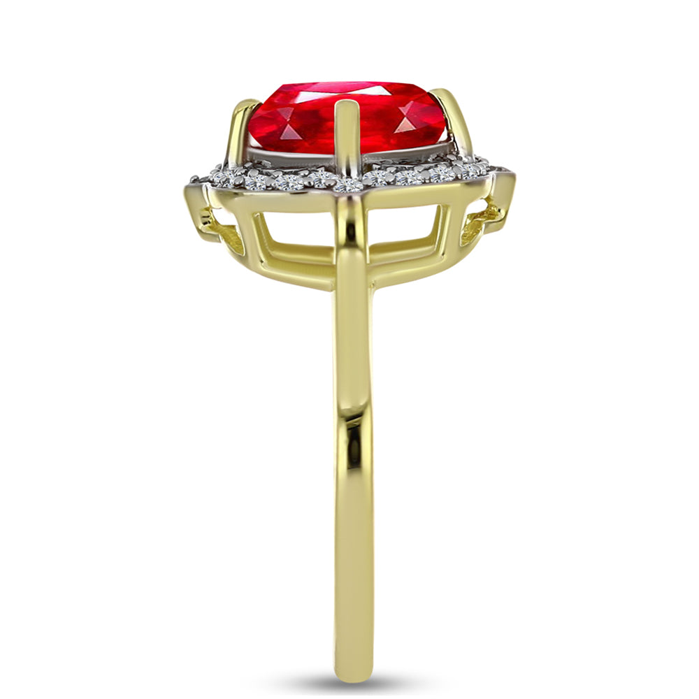 Inel din Argint 925 Placat cu Aur ( 3.13 grame ) cu Agat Roșu și Topaz Alb 2.6 Carate