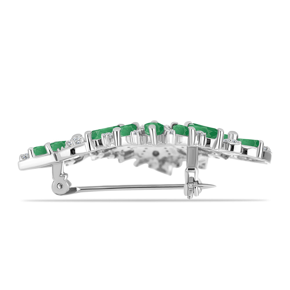 Broşă din Argint 925 ( 8.06 grame ) cu Smarald Brazilian și Topaz Alb 5.18 Carate
