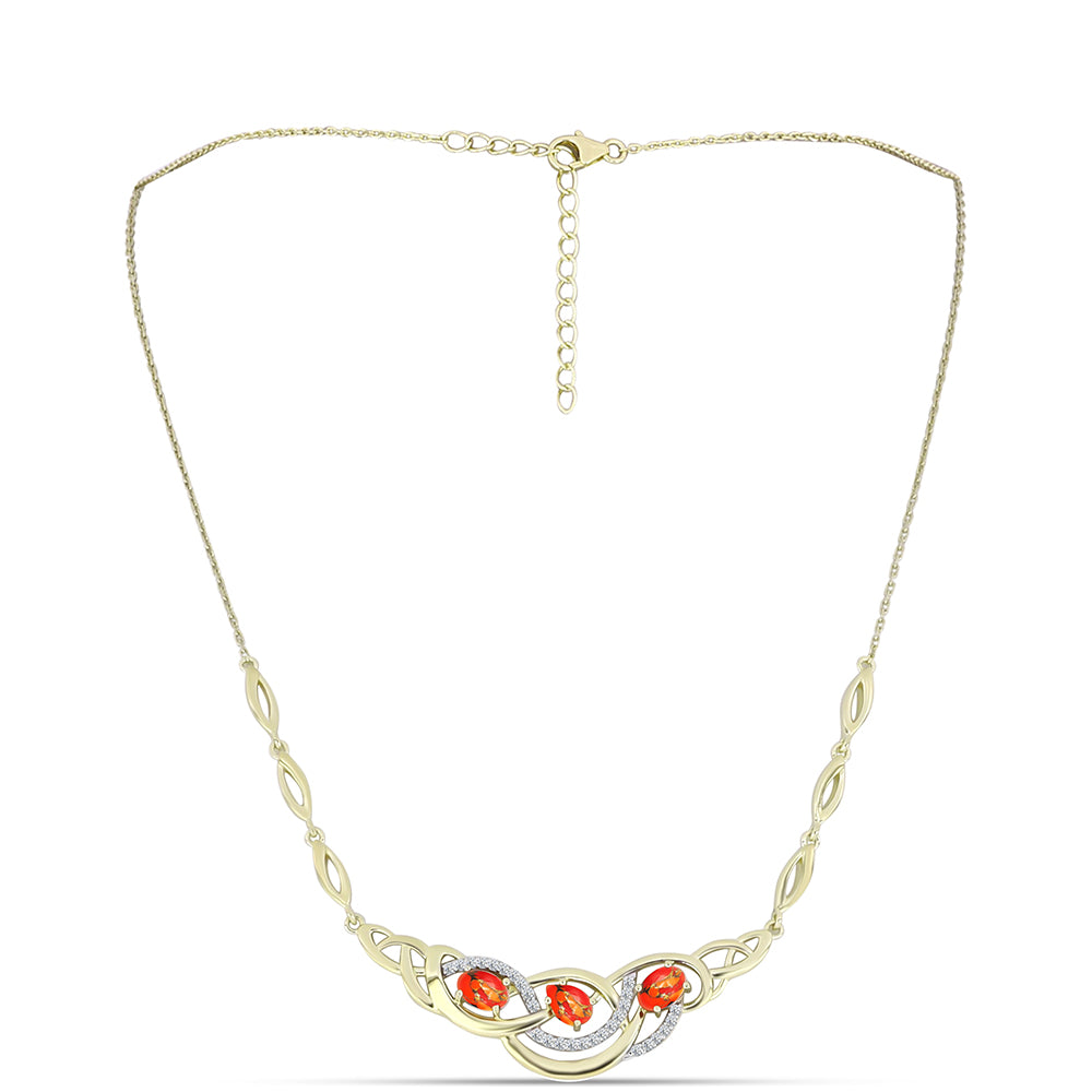 Colier din Argint 925 Placat cu Aur ( 8.35 grame ) cu Turcoaz Mohave și Topaz Alb 1.45 Carate