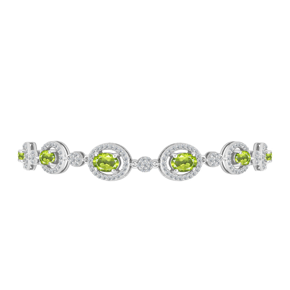 Brățară din Argint 925 ( 8.13 grame ) cu Peridot Changbai și Topaz Alb 4.67 Carate