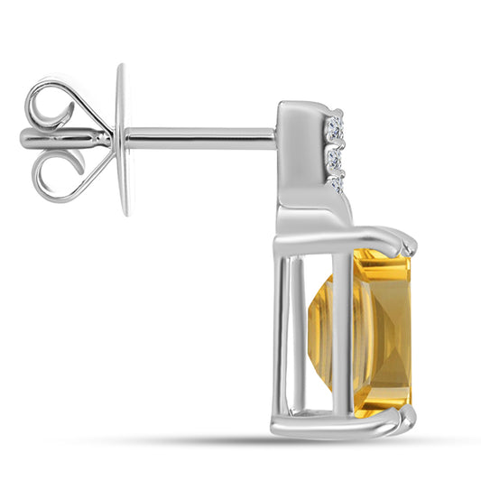 Cercei din Argint 925 ( 1.96 grame ) cu Citrin Ural și Topaz Alb 2.94 Carate