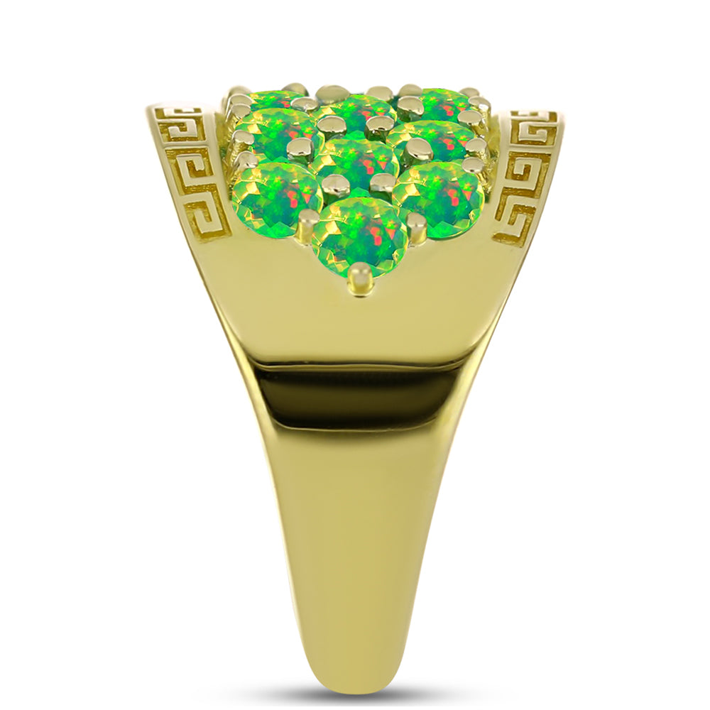 Inel din Argint 925 Placat cu Aur ( 5.72 grame ) cu Opal Verde Etiopian Lega Dembi 1.26 Carate