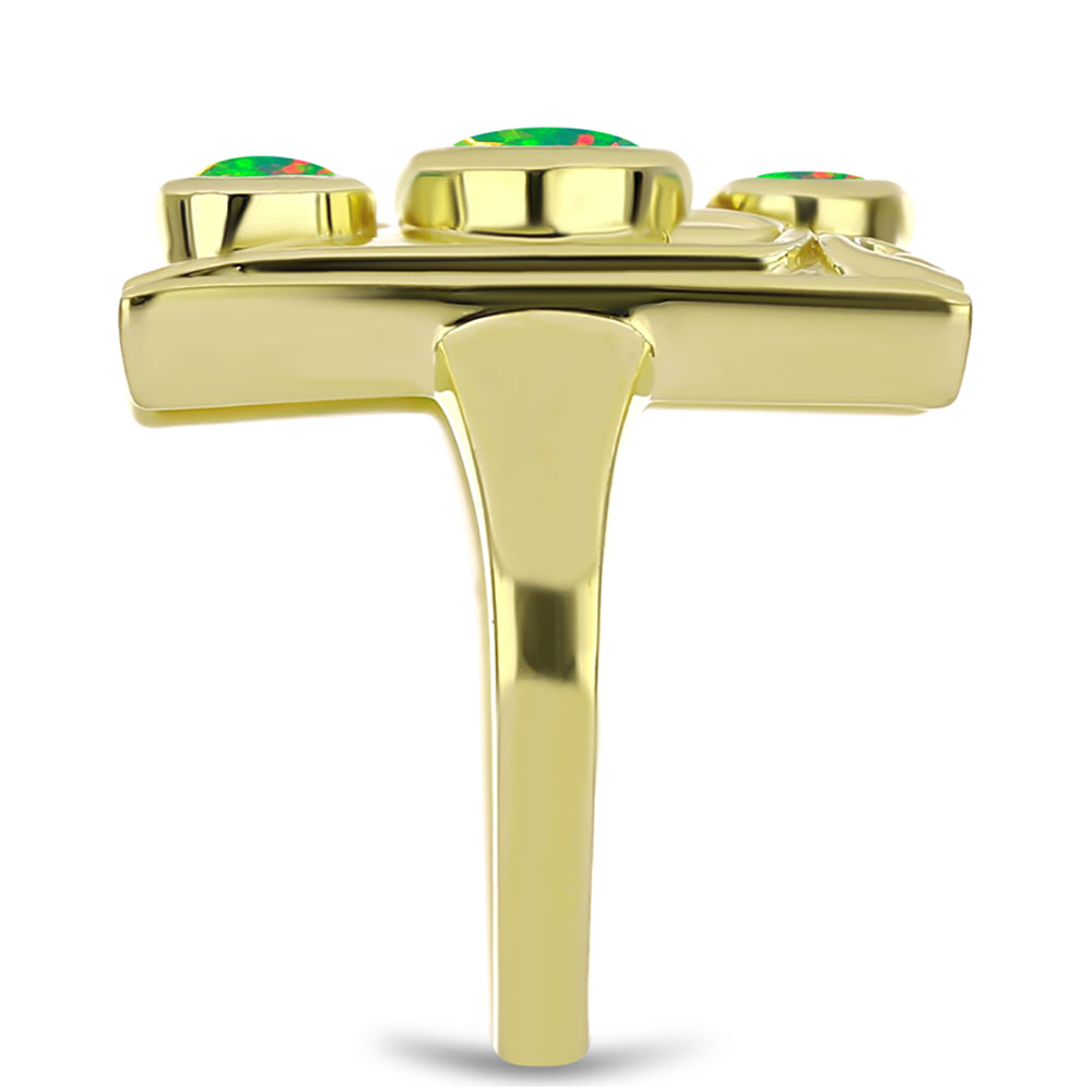 Inel din Argint 925 Placat cu Aur ( 5.5 grame ) cu Opal Verde Etiopian Lega Dembi 1.27 Carate