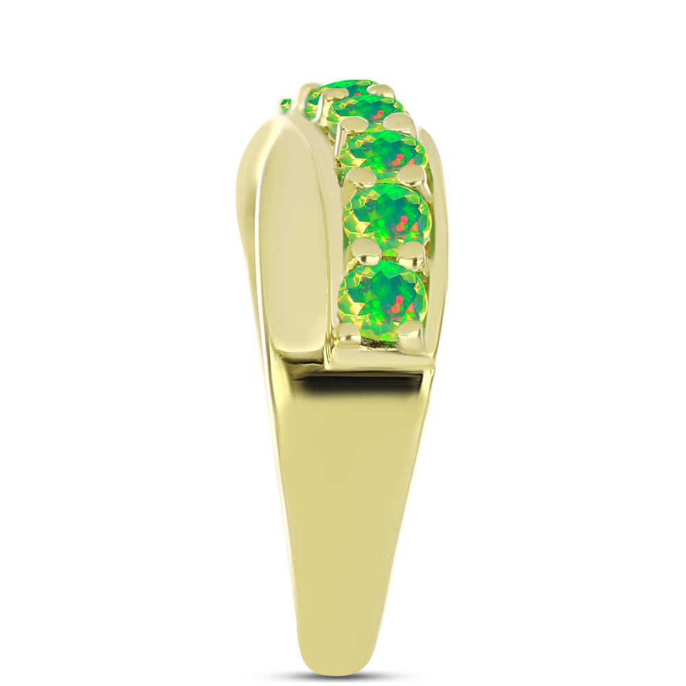Inel din Argint 925 Placat cu Aur ( 3.08 grame ) cu Opal Verde Etiopian Lega Dembi 0.6 Carate