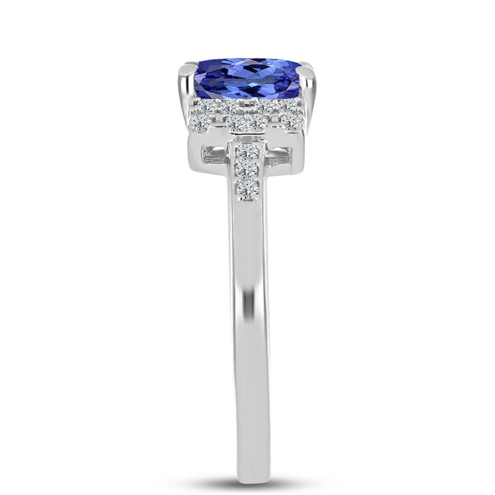 Inel din Argint 925 ( 2.5 grame ) cu Tanzanit AAA și Topaz Alb 1.7 Carate