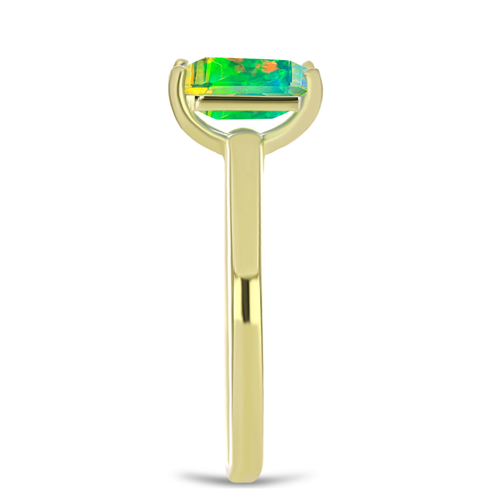 Inel din Argint 925 Placat cu Aur ( 2.02 grame ) cu Opal Verde Etiopian Lega Dembi 0.88 Carate